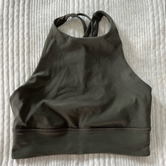 Lululemon Energy High-Neck Longline Tough Bra in Olive Green - Picture 2 of 7